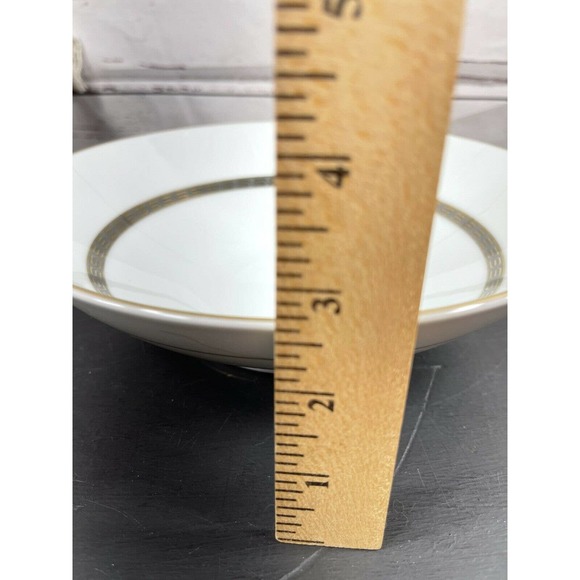 Noritake Japan Hartford 5944 China Round Serving Bowl Grey Gold Greek Key - Picture 7 of 7